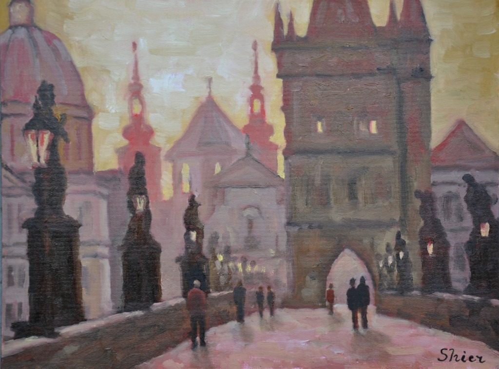 Charles Bridge, Prague – 12×16 – Oil on Panel | Cityscape Oil Painting | Randall Shier Canadian Oil Painting Artist