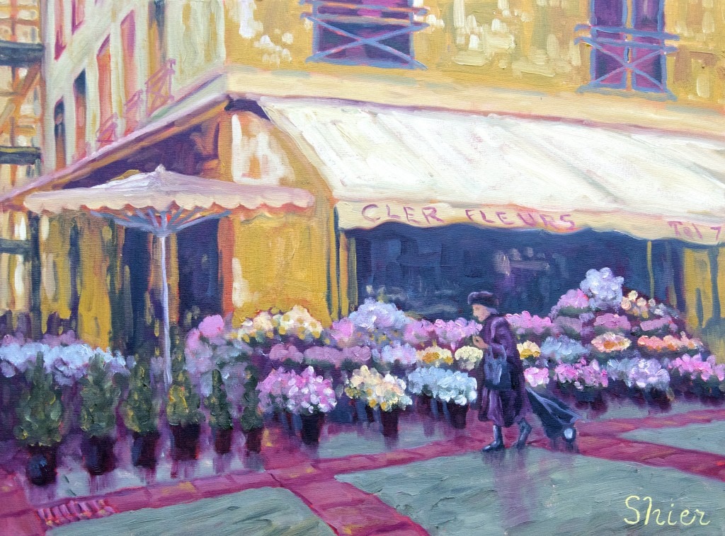 Cler Fleurs – 18×24 – Oil on Panel | Cityscape Oil Painting | Randall Shier Canadian Oil Painting Artist