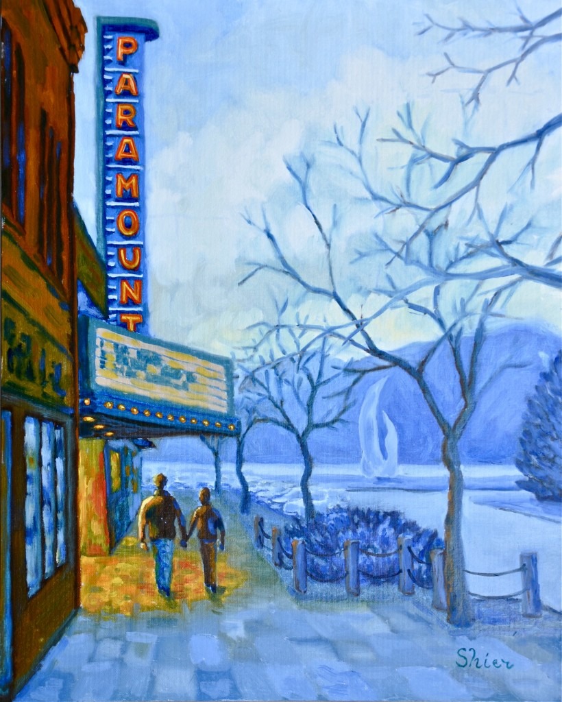 Paramount Kelowna – 20×16 – Oil on Panel | Cityscape Painting | Randall Shier Canadian Oil Painting Artist | Kelowna BC