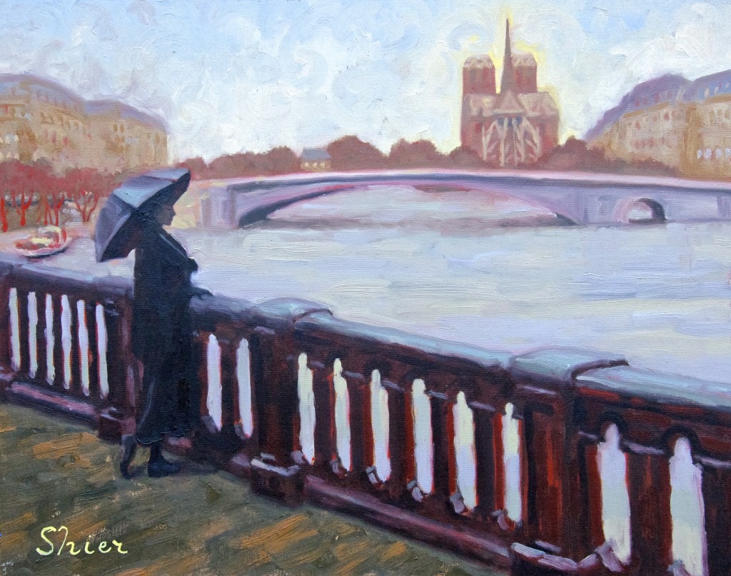 Paris Rain – 16×20 – Oil on Panel | Cityscape Painting | Randall Shier Canadian Oil Painting Artist