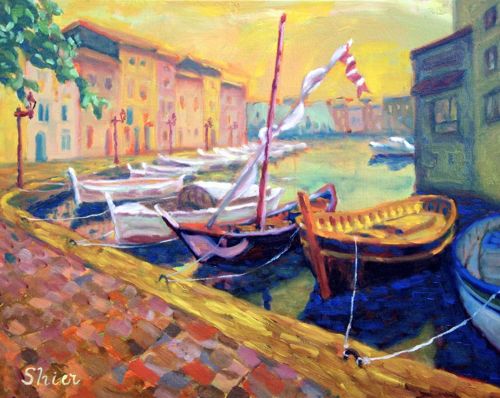 Canal St Sebastien, Martigues - 16x20 - Oil on Panel | Cityscape Oil Painting | Randall Shier Canadian Oil Painting Artist