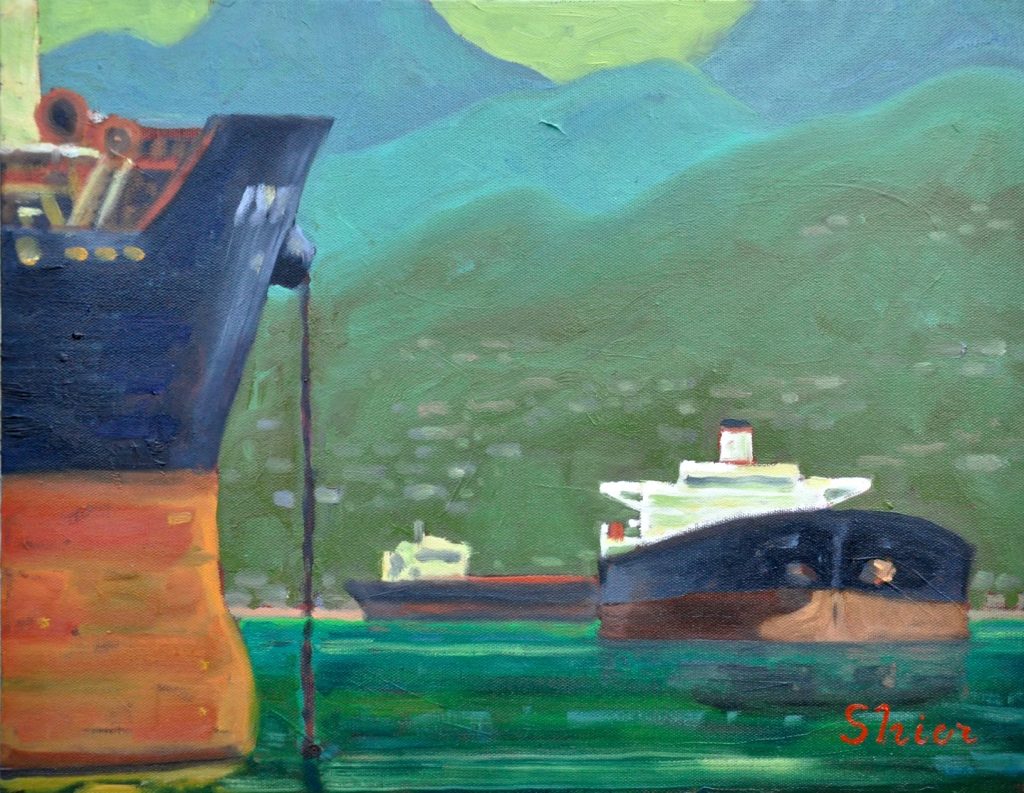 English Bay Anchorage - 14x18 - oil on canvas | Landscape Oil Painting | Randall Shier Canadian Oil Painting Artist